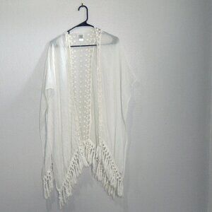 Melrose and Market Off-White Fringe Beach Cover-Up – One Size